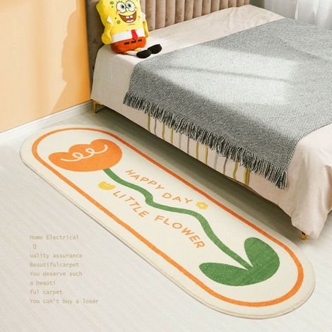 Kleiner, frischer Teppich, Wohnzimmer-Sofaüberwurf, Schlafzimmer-Nachttischvorleger aus Kunstkaschmir, flauschige Fußmatte mit Cartoon-Motiv (Weiß) (1/5)