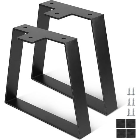 2 Pièces Pieds de Meuble Trapézoïdaux de 20 cm, Pieds de Table Noir (1/5)