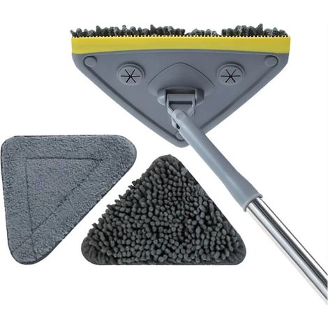 Fregona húmeda y seca multifuncional, giratoria 360 grados, desmontable, para limpiar techo, paredes y ventanas (4 varillas de 150 cm en total + 1 pieza de vellón coral + 1 pieza de chenilla (2 paños 