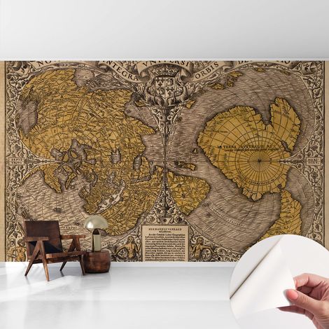 Fototapete Selbstklebend - trendige Wanddeko - Schlafzimmer - Wohnzimmer Historische Kartografie 416x254 cm (1/5)