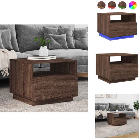 Table basse avec lumières LED chêne marron 50x49x40 cm - Table Basse Design - Table Basse Led - Table Basse Lumineuse - Meuble Salon - Table D'appoint (1/5)