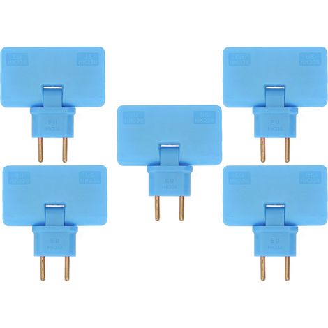 Lot de 5 adaptateurs de prise européenne sans fil à 180° (1 vers 3 prises européennes, 110-250 V, bleu) (1/5)