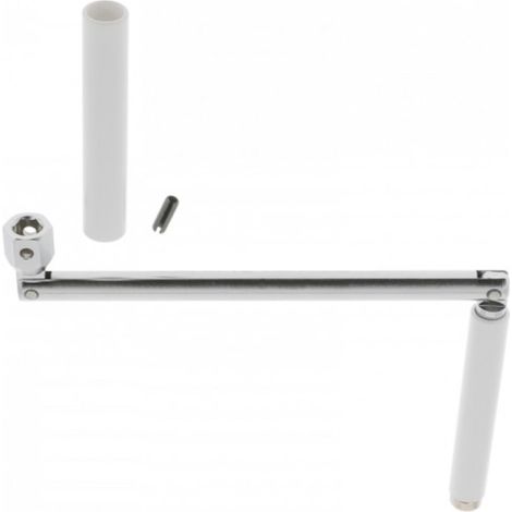 1 - Poignée De Manivelle - Contre-Poignée - Pour Volet Roulant - En Acier Chromé Et PVC Blanc - Avec Goupille De Fixation - Pour Fenêtre Et Baie Vitrée - Blanc - 32,5cm (1/2)