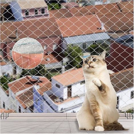 Filet de protection transparent 10x3 m – Anti-chats, anti-oiseaux – Maille fine – Pour balcon, jardin, terrasse (1/3)
