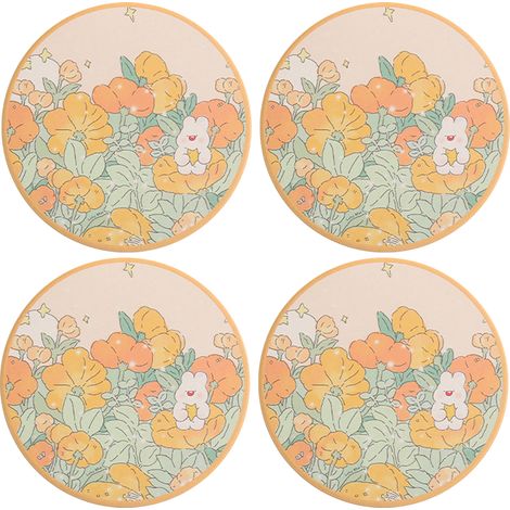Sous-verre - En Pierre Naturelle Absorbante - Dos En Liège Anti-rayure - Pour Table En Bois - Lot De 4 (1/5)