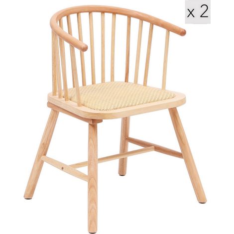 Nordlys - Lot de 2 Chaises de Salle a Manger Scandinave en Bois Massif