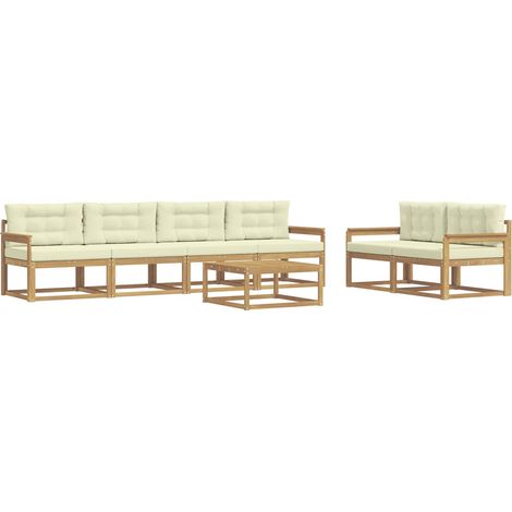 Outdoor Sofa Set with Cushion 6 pcs White and Cream vidaXL (1/5)