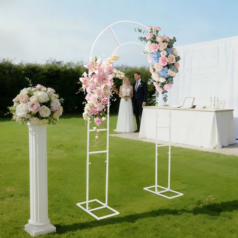 4,3x7,2 pieds Support de décoration de mariage blanc en forme d'arche, cadre d'arche de mariage pour la décoration de fête (1/5)