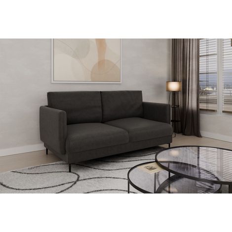 Sofa Designersofa HELMER 2-Sitzer Stoff Vibe Anthrazit