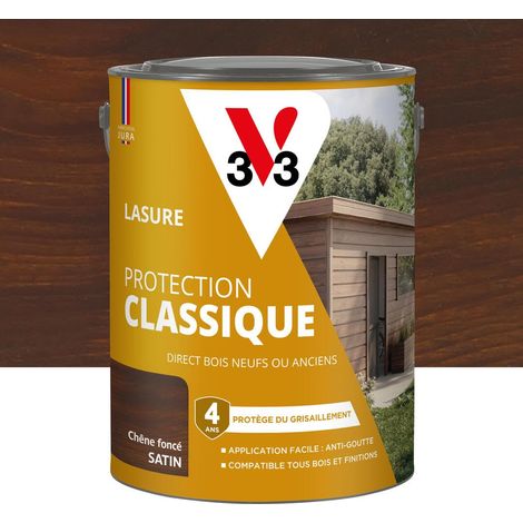 Lasure Bois extérieur Chêne foncé - Protection Classique 4 ans - Protège du grisaillement - Direct bois neufs ou anciens - Texture anti-goutte - 5L (1/5)