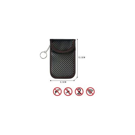 Lot de 2 Étuis Clé Voiture RFID Fibre de Carbone Ovale Protection Signal Faraday Anti Vol Blocage (1/4)