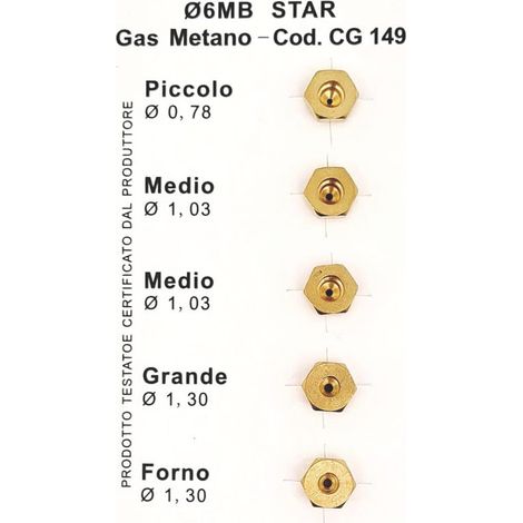 UGELLI PER CUCINA METANO kit 5 pezzi 5.00 confezioni