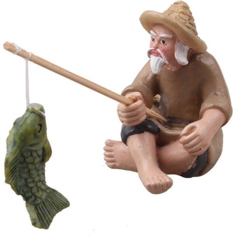 Figurines de pêcheurs réalistes, statue de pêcheur pour micro-paysage, étagère ou meuble-Fisherman S