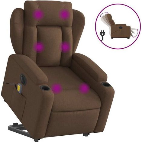 Fauteuil inclinable de massage électrique en tissu marron (1/5)