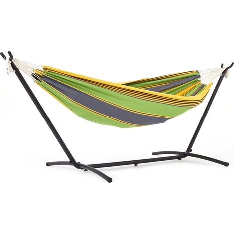 Mondeer Amaca da Campeggio con Supporto Amaca da Giardino per Esterni in Tessuto Singolo con Telaio in Metallo con Borsa Portatile e Accessori, Capacità di Carico 200 Kg, per Viaggi, Patio, Verde (1/4)
