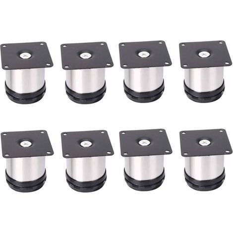 8 Pieds De Meubles RéGlables En Acier Inoxydable,Réglables 50 mm De Hauteur épaissir les pieds d'armoire Pieds de table Pieds de meubles,Acier inoxydable brossé,Hauteur réglable 0-15 mm (1/5)
