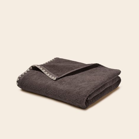 Serviette de toilette en Éponge unie et point feston triangulaire NERYDA