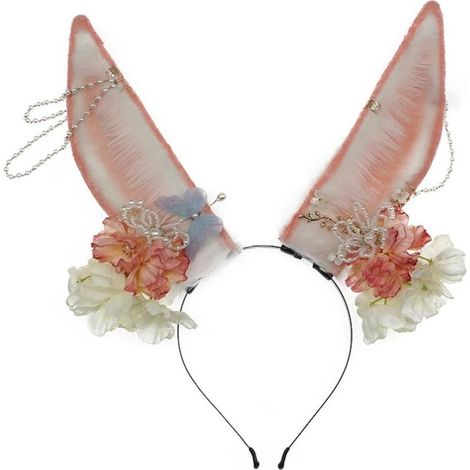 Serre-tête avec oreilles de lapin de Pâques et perles pour femme et adolescente - Pour la diffusion en direct, les carnavals (1/5)