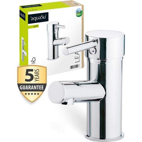 795500 Lea Mitigeur de lavabo avec buse de mitigeur à levier unique pour salle de bain avec cartouche en céramique, robinet haute pression, garniture excentrique, noyau en laiton, chromé (1/5)