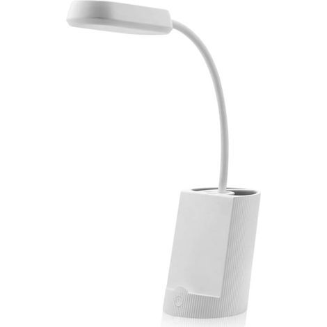 Mini-Schreibtischlampe, Nachttischlampe, USB-Anschluss, dimmbar, augenschonend mit 2 Helligkeitsstufen, Stifthalter, Tischlampe als Nachtlicht (Weiß) - Fei Yu (1/5)