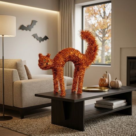 Scaredy Cat Tinsel Halloween Decor (1/2)