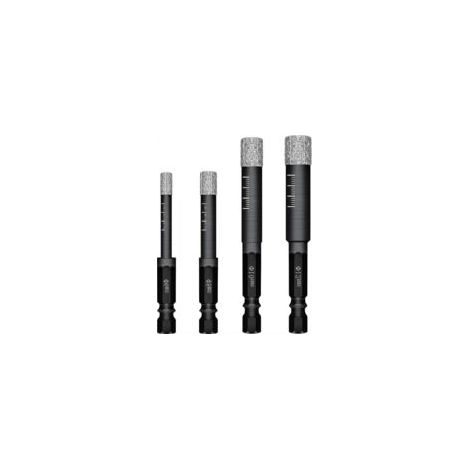 Forets - 4 pièces - Coffret de forets - Forets pour carrelage - Noir - 6 mm, 8 mm, 10 mm, 12 mm - Pour carrelage, porcelaine, faïence, céramique, verre et pierre (1/5)