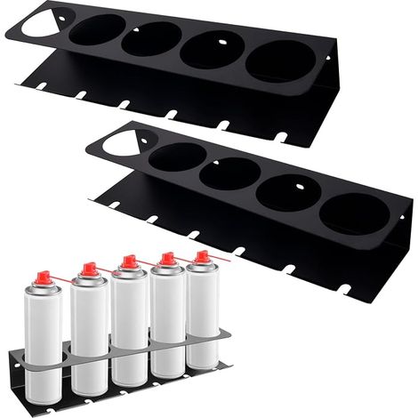 2 Pack Spray Bottle Holder and Can Holder with 5 Holes and 6 Slots, Wall Shelf (1/5)