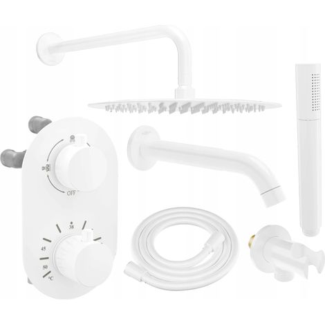 Mexen Kai DR70 Unterputz-Badewannen-/Brausegarnitur mit Regenbrause 25 cm, Weiß - 77602DR70251-20