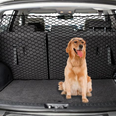 120×70 Barrière Filet Chien Voiture, Porte Barrière Véhicule Réglable Filet Séparation Coffre Voiture Maille Sécurité pour Camions SUV Voitures (1/5)