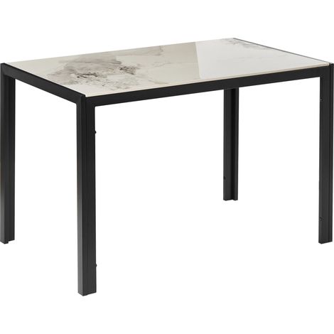 Esstisch CLARENCE Weißer Marmor 120 cm 70 cm Keramik