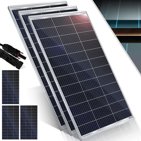 KESSER® Pannello solare monocristallino, Pannello solare - 18 V per batterie da 12 V, Cella solare fotovoltaica, Sistema fotovoltaico, Solare per caravan, Set di 3 - 165 Watt