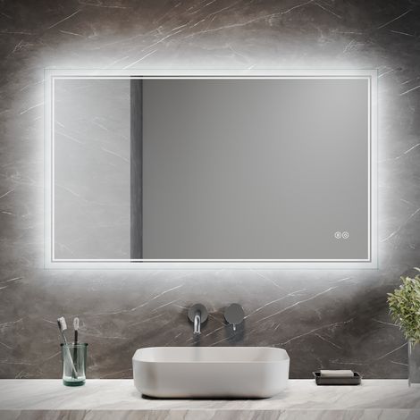 SONNI Badspiegel LED Beschlagfrei Touch Schalter Klatweiß Mit Power Off Memory Funktion 100x60cm (1/5)