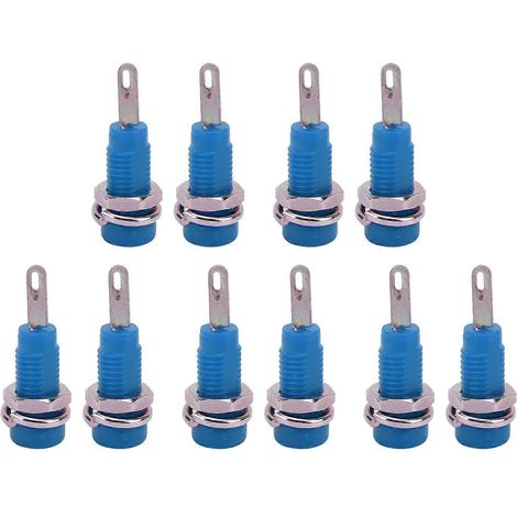 10 Stück J.40003 2-mm-Bananenbuchsen-Verlängerungsstecker-Adapter für elektronische Instrumente (Blau)