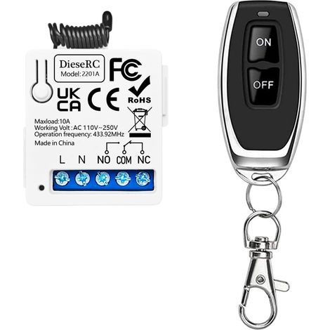 Wireless Remote Control Switch 433MHz 230V 220V 240V 10A Relay Wireless Receiver Remote Control 1 Channel with 1 Transmitter Remote Controls Contacts without Potential