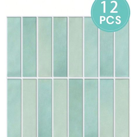 Carrelage mural et de sol en céramique, 12 pièces Carrelage mural décoratif autocollant, imperméable et résistant à l'huile SCQ1741-3（30x30cm） (1/5)