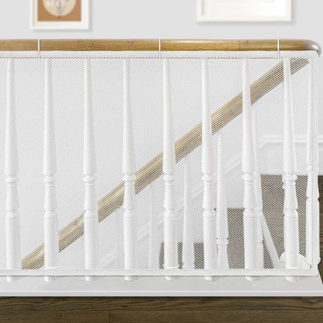 Filet de sécurité pour enfants - Barrière de sécurité - 300 x 90 cm - Wit - Filet de sécurité pour enfants et animaux - Filet d'escalier - Filet de sécurité - Sécurité Bébé - Réglable - Pour rampes, l (1/5)