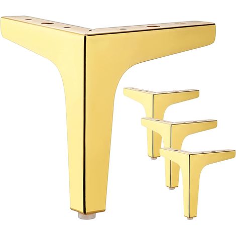 Juego de 4 patas de metal plateadas (doradas) de 15 cm, adecuadas para armarios, sofás, mesas de centro, soportes de TV y otros muebles. (1/4)