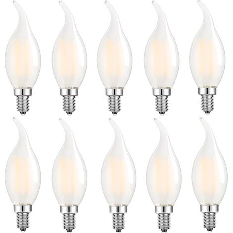 E14 Ampoule LED, ses petite ampoule à bougie à vis, ampoule à filament LED 4w (équivalent 40W), blanc chaud 2700k, boîte de 10 (1/5)
