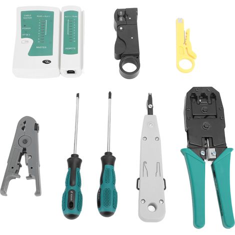 Kit de pince à sertir RJ45, outil de crimpage pour câble réseau, dénudeur et coupe-fil, lot de connecteurs RJ, compatible Cat5 et Cat6 (1/5)