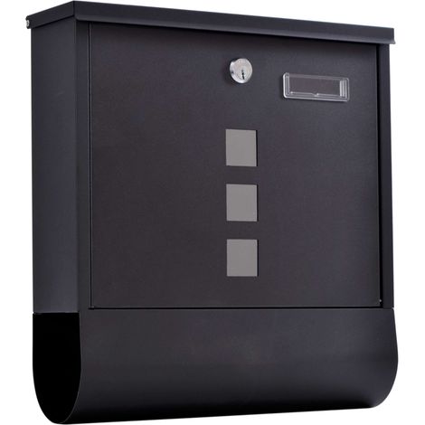 Buzón Hans con soporte para periódicos, negro (1/5)