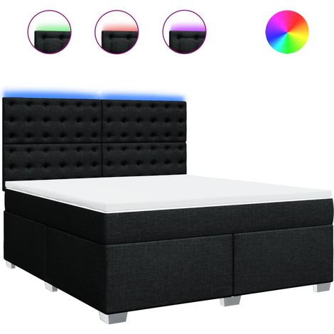 Maison Exclusive - Cama box spring con colchón tela negro 180x200 (1/5)