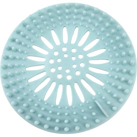 Grille de Siphon de Douche Matière TPR - Bouchon Récupérateur de Cheveux pour Evier Baignoire - 13.5cm Bleu (1/5)