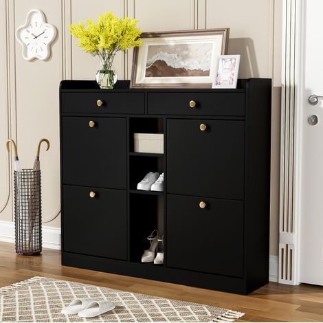 Schrank Schubladen Aufbewahrung 110 cm Schwarz OKMYHOME (1/5)