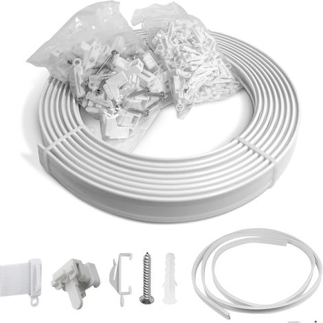 Universelles PVC-Vorhangschienen-Set (1 Meter), geeignet für unregelmäßig geformte Fenster, U-/L-förmige gebogene Schienen, geräuschlose Gleitschienen, komplettes Zubehörset. (1/5)