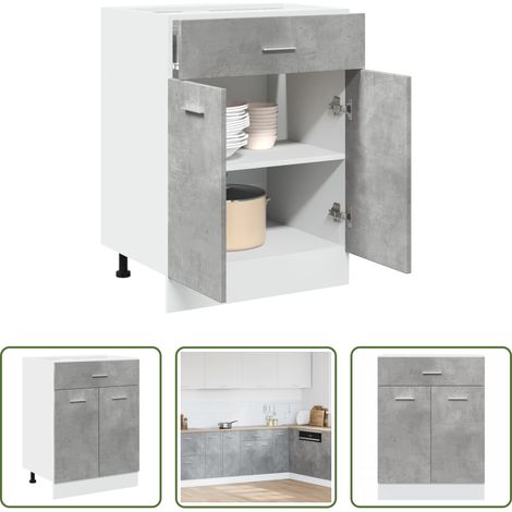 vidaXL Küchenmöbel - Schubunterschrank Lyon Betongrau 60x46x81,5 cm Holzwerkstoff (1/5)