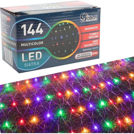 Rete decorativa con luci LED multicolore 2x2 m, adatta per uso esterno e interno, 220 V (1/5)