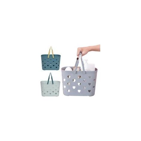 Cage de douche en plastique avec poignée, boîte de rangement portable, indispensable pour dortoir, vert, bleu et gris, 3 pièces (1/5)