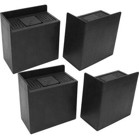 Lot de 4 patins anti-vibrations rectangulaires antidérapants en forme de L de 10 cm (4 pouces) pour rehausseurs de lit, canapés et meubles. (1/5)