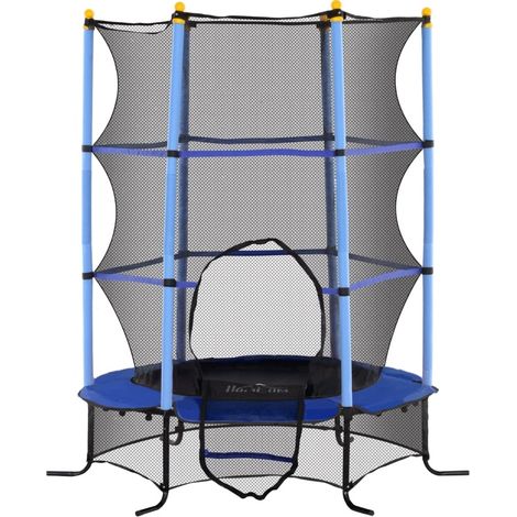 CHICFURN Trampolino per bambini Ø163 cm con rete di sicurezza, acciaio blu, portata 50 kg (1/5)