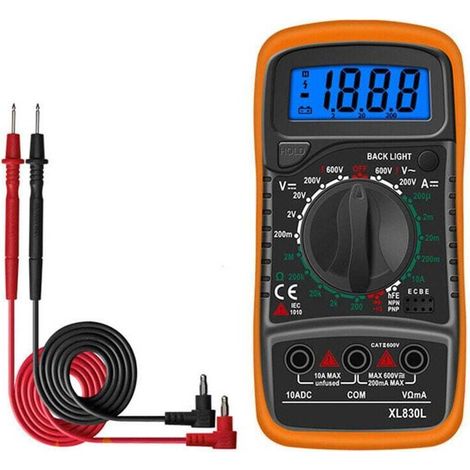 Digital Multimeter Manual Mini Battery Tester DMM Meter DIY Voltage Test AC DC Current Resistance Amperometer,noir + orange,14.373.4cm (1/2)
